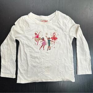 Cat & Jack White Long Sleeve Tee with Playful Fairy Dancers